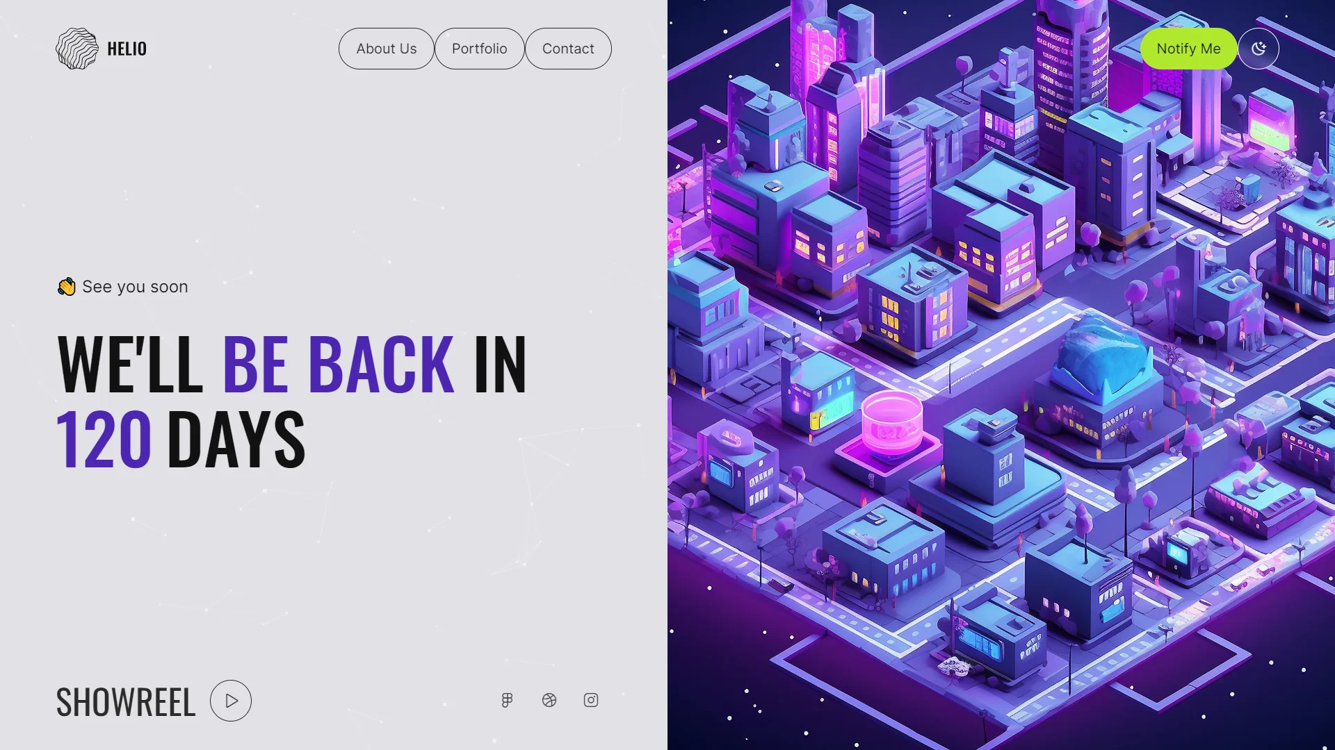 Helio Coming Soon Template Preview Screen